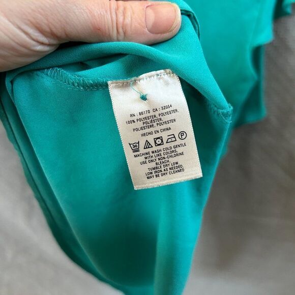 Meadow Rue 6 Blouse Green-Blue Square-neck Tank Ruffles Open Back Flutter Anthro - Picture 11 of 12